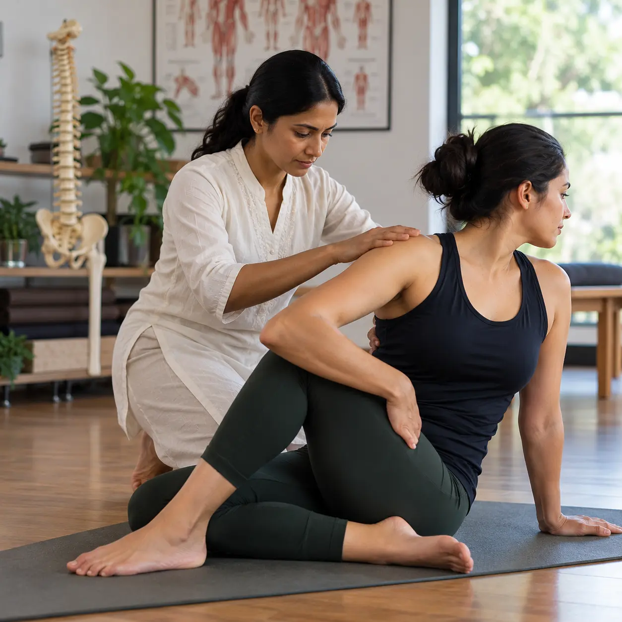 Clinical yoga practice and movement assessment from the course artwork